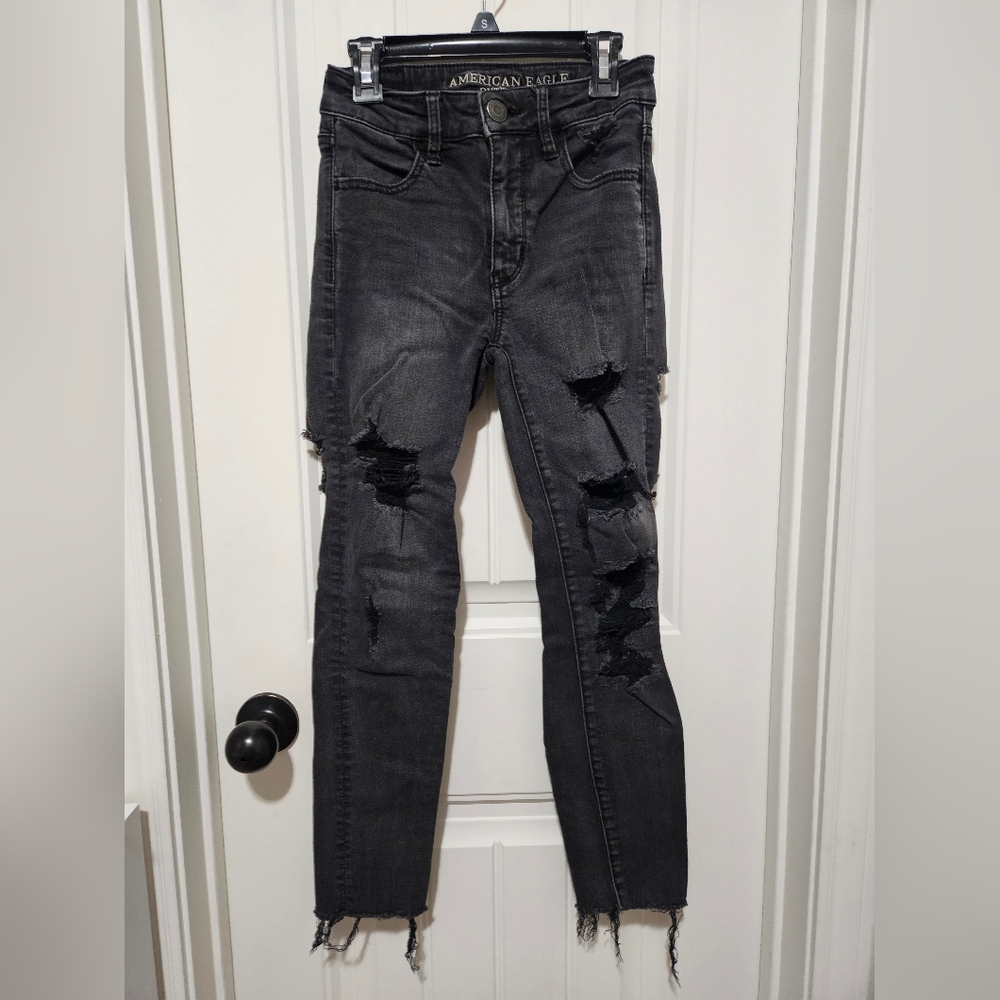 American Eagle Outfitters Women's Ripped Black Jeggings